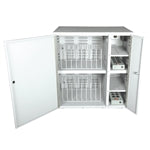 Hamilton Buhl PowerStacker Tower 20 Bay Charging Cabinet for school headphones and devices, designed for education.